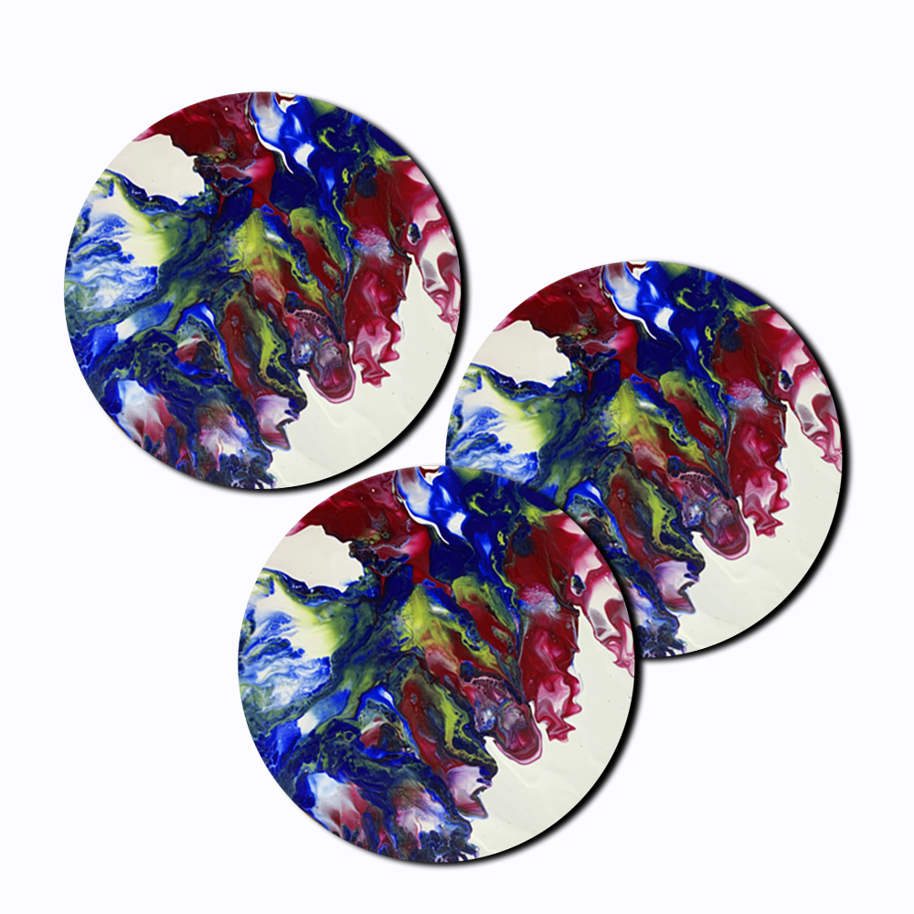 Fluid Art on Round Tea Coasters with stand DIY Kit by Penkraft